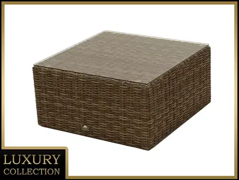 DEOKORK Ratanový stolek/taburet 73 x 73 cm BORNEO LUXURY (hnědá)