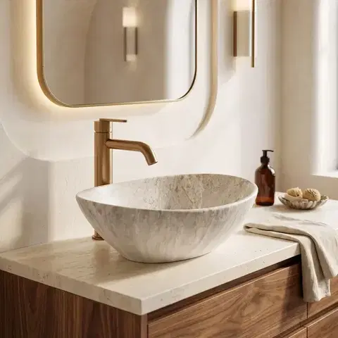 REA Umyvadlo na desku Sofia Light Stone 41x34,5 REA-U0165