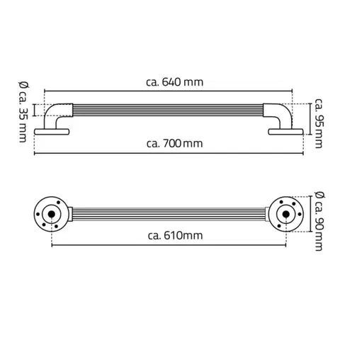 RIDDER Pevnostní madlo plastové, 600, chrom A1016037