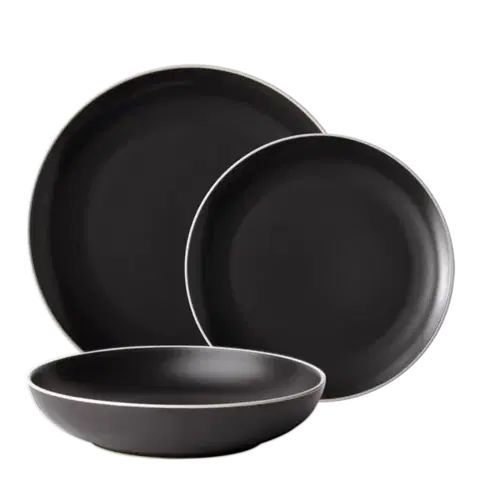 Sada talířů 18 ks — Elements Yin &amp; Yang black - W0224
