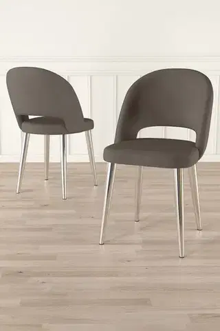 Sada židlí (6 kusů) Pane - Cappuccino, Chrome