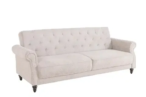 Estila Designová chesterfield rozkládací sedačka Maison Belle Affaire pro tři osoby s béžovým buklé potahem 220 cm