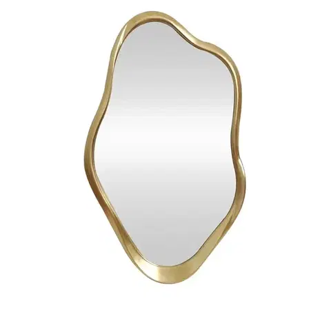 Estila Glamour zlaté závěsné zrcadlo Elara v nepravidelném organickém tvaru s plastickým rámem 100 cm