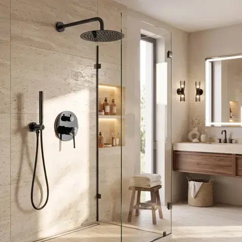 REA Podomítková sprchová sada Lungo Black Metallic + BOX REA-P4420