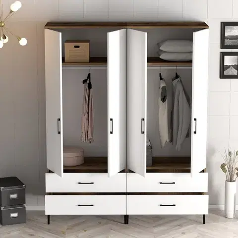 Šatní skříň Kumsal TT - Walnut, White
