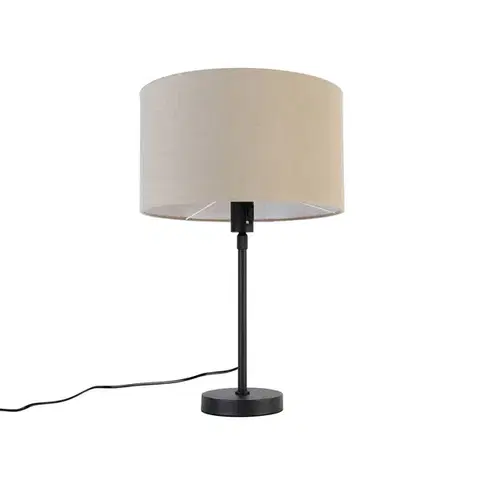 Stolní lampa černá nastavitelná s odstínem světle hnědým 35 cm - Parte