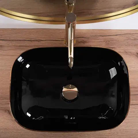 REA Umyvadlo na desku Belinda BLACK GOLD BRUSH REA-U8780