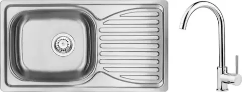 DEANTE Doppio nerez satin Nerezový dřez včetně baterie, 1 bowl s odkapávačem ZENB0113