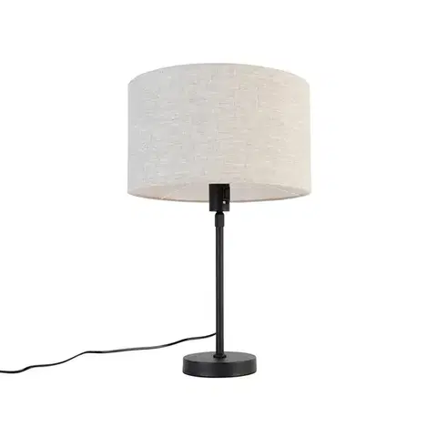 Stolní lampa černá nastavitelná se světle šedým stínítkem 35 cm - Parte