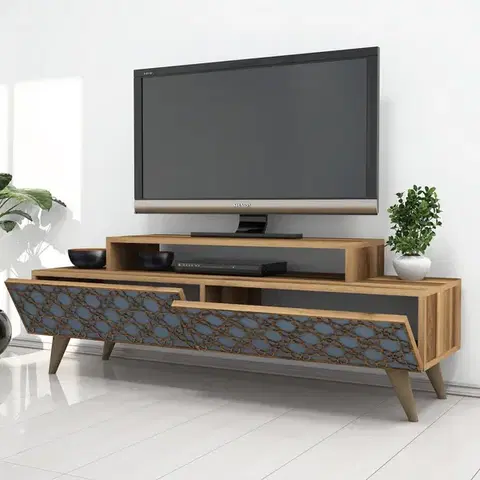 TV stolek City - Walnut, Chalcedony