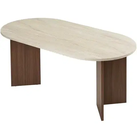 Jídelní stůl Sablin - Travertine, Milano Walnut, 