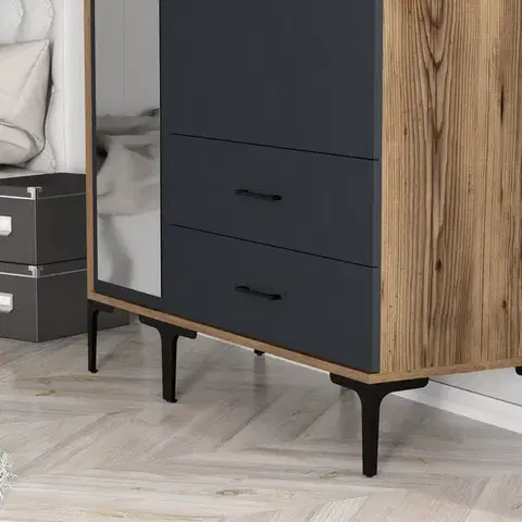 Šatní skříň Kumsal RT - Walnut, Anthracite