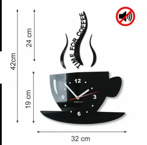 Nástěnné hodiny Time for coffee Černá