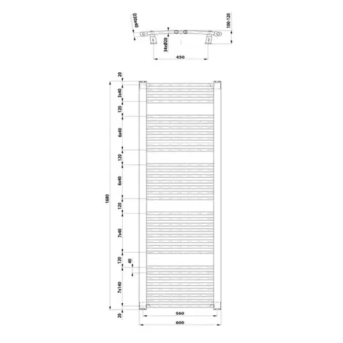 AQUALINE ORBIT otopné těleso s bočním připojením 600x1680 bílá ILO66T