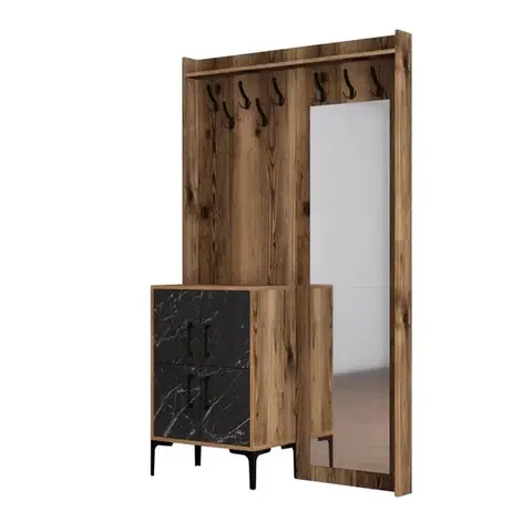 Předsíňová stěna Berlin BC - Walnut, Black Marble