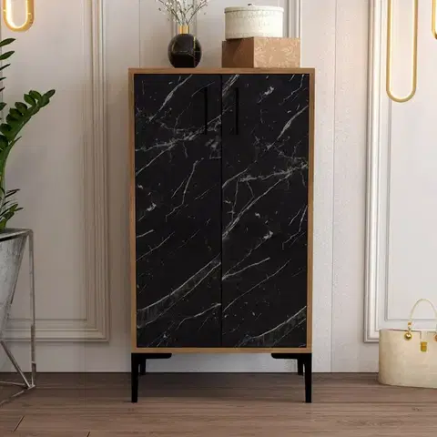 Botník Prag Walnut and Black Marble