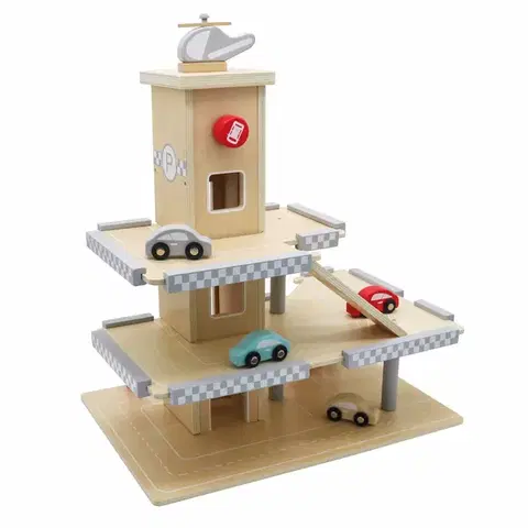 Velká dřevěná garáž ECOTOYS s auty