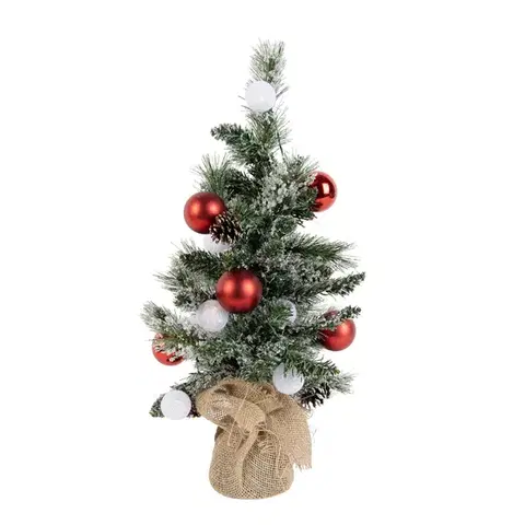 Vánoční stromek bílý s červenou 60 cm vč. LED s časovačem - Jack