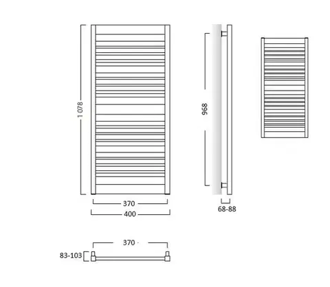 Instalprojekt Koupelnový radiátor FRAME SLIM Barva Bílá, Doporučená topná tyč (W) 300, Rozměr A 40, Rozměr C 110, Skutečný rozměr radiátoru (v mm) 400 × 1078 mm RADFRAS401134