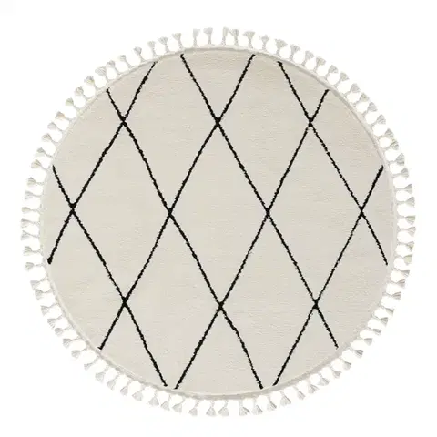My Flair, Kusový koberec Moroccan Fantasy weiß kruh, 140x140 (průměr) kruh, černobílá, ložnice