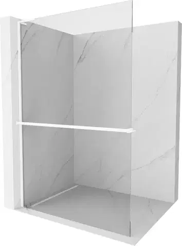 MEXEN/S Kioto+ L Sprchová zástěna WALK-IN s poličkou a držákem ručníků 65 x 200, transparent, bílá 800-065-123-20-00