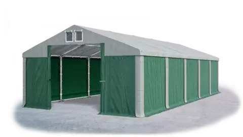 Skladový stan 5x10x2,5m střecha PVC 560g/m2 boky PVC 500g/m2 konstrukce ZIMA PLUS Šedá Zelená Šedá