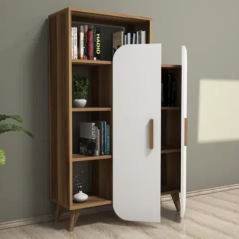 Knihovna Form - Walnut, White