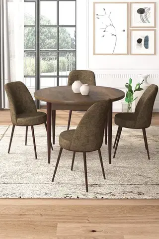 Dining Table & Chairs Set (5 Pieces) Tor - Baroque, Brown