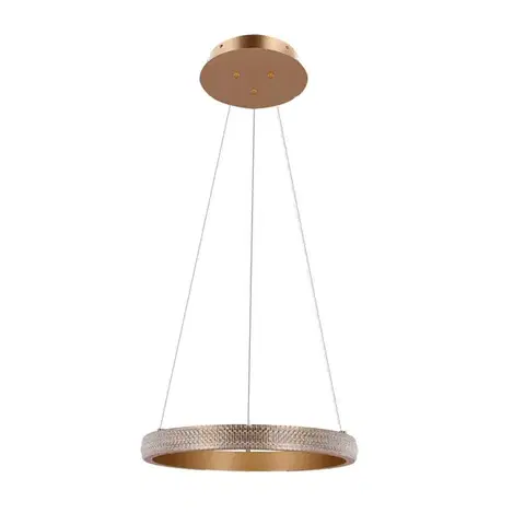 ZÁVĚSNÁ LAMPA HASHIM 40CM MATNÁ TMAVĚ ZLATÁ 22W LED KRYSTALY ČIŘÉ