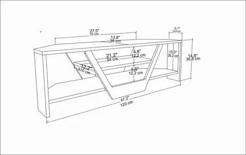 TV stolek Sares - Oak, White