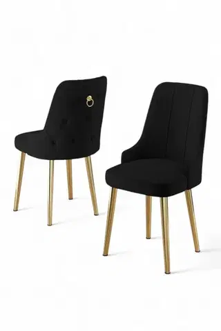 Sada židlí (6 kusů) Newa - Black, Gold