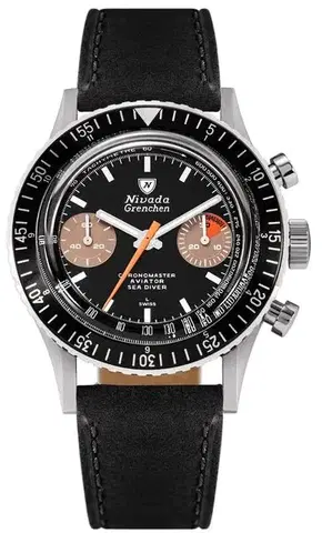 Nivada Grenchen Chronomaster White Orange Boy Inter. Bezel - Manual - Rubber tropic