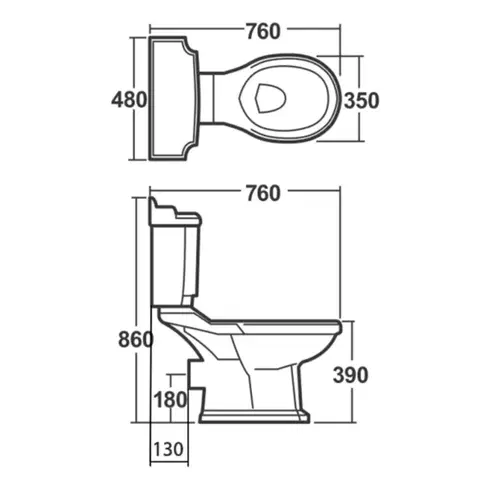 AQUALINE ANTIK WC kombi retro, zadní odpad, bílá AK107-01