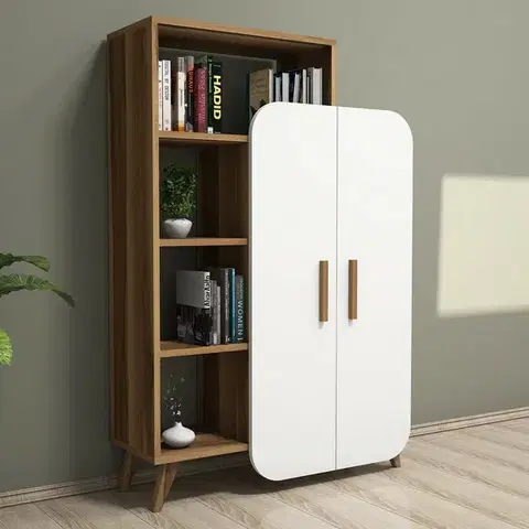 Knihovna Form White and Walnut
