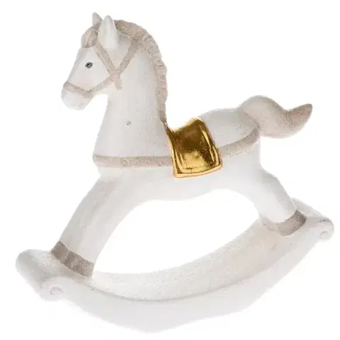 Porcelánový houpací koník bílá, 17,5 x 16,5 cm
