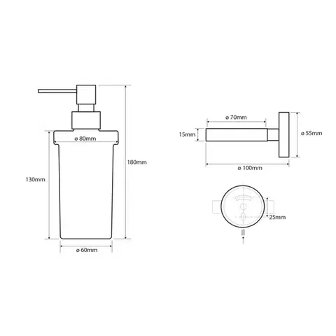 SAPHO X-ROUND dávkovač mýdla 230ml, mléčné sklo, chrom XR101