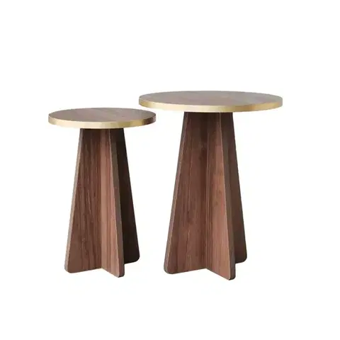 Sada konferenčních stolků Mushroom 2 - Gold, Walnut