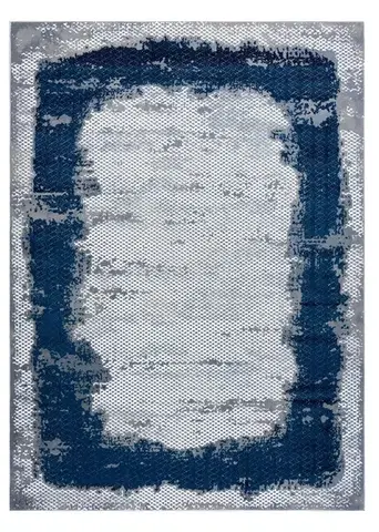 Dywany Łuszczów, Kusový koberec Core A004 Frame blue/grey, 120x170, modrá, chodba / předsíň