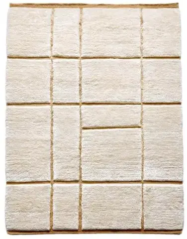 Diamond Carpets India, Ručně vázaný kusový koberec Radiant Mohair DESP P41 Mohair White, 80x150, béžová, ložnice