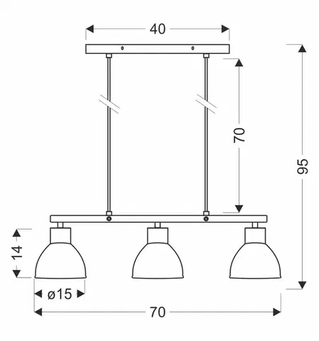 INEZZ 3x60W E27 černá závěsná lampa, moderní stropní svítidlo se třemi stínidly do obývacího pokoje, jídelny nebo kuchyně, loftový a industriální styl