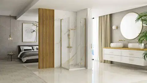 REA/S Sprchová kabina Hugo 80x80 Gold Brush   Dveře: 80 Stěna: 80 KPL-K8411
