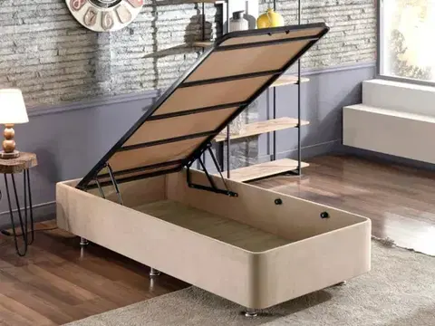 Rám jednolůžkové postele s čelem Polo - Light Brown (100 x 200)