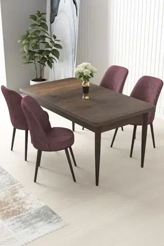 Dining Table & Chairs Set (5 Pieces) Nil - Baroque, Dusty Rose
