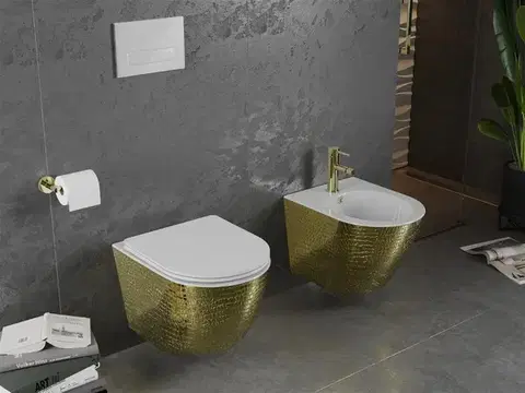 MEXEN Lena bidet závěsný, bílá/zlatá vzor 35224808