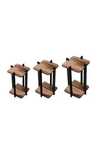 Wooden Plant Stand Flower Desk Square - Walnut