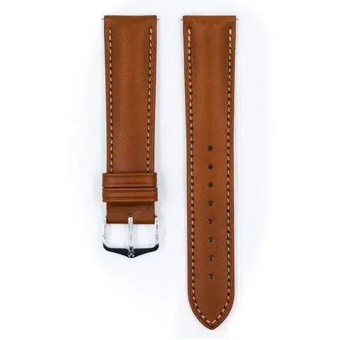 Řemínek Hirsch Kent - zlatohnědý - 18 mm - L – Standardní délka - 16 mm - Stříbrná