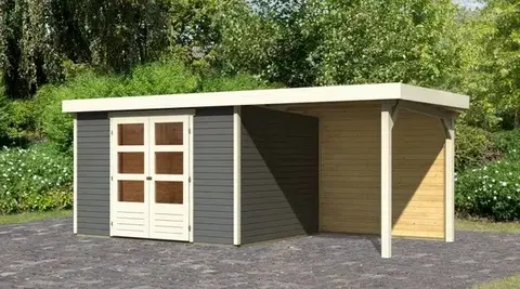 Dřevěný zahradní domek ASKOLA 5 s přístavkem 240 Lanitplast
