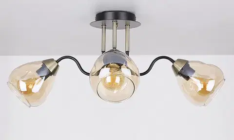 Černo-zlatá kouřová stropní lampa 3xE27 Unica