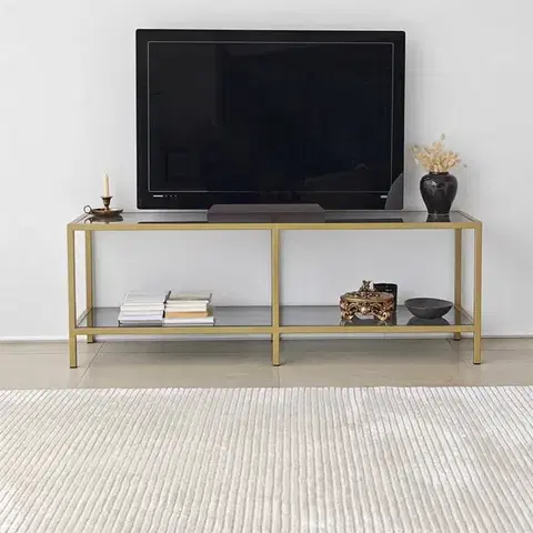 TV stolek Basic - Dark Grey, Gold