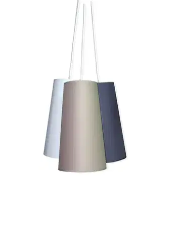 Estila Designová moderní trojitá závěsná lampa Treicolor v šedé a modré barvě v kuželovém tvaru z textilu 40 cm